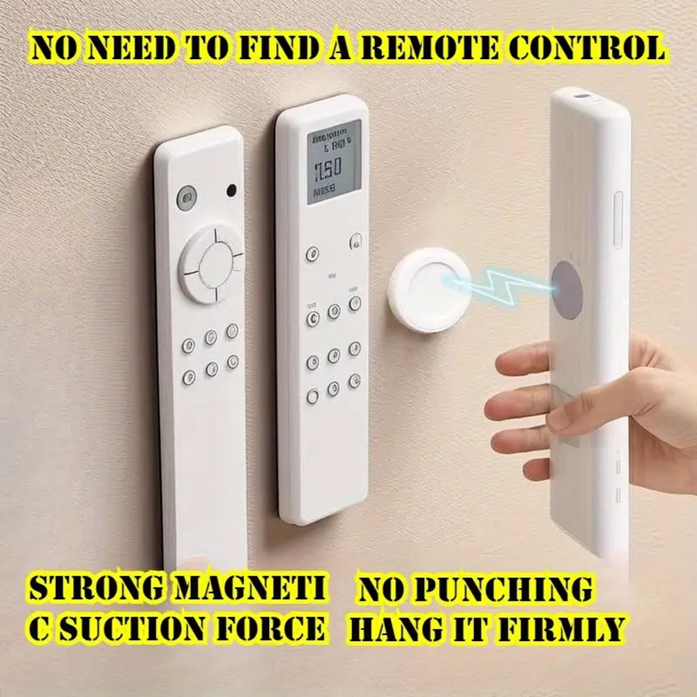 Magnetic Remote Holder Wall Mount Pack No Drill Organizer for TV and AC Remotes