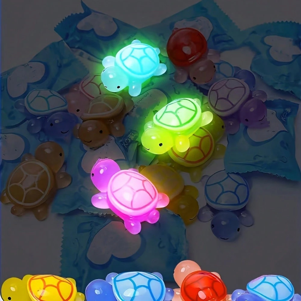 Glow In The Dark Mini Turtle Figurines Set Luminous Plastic DIY Craft Party Favors 1