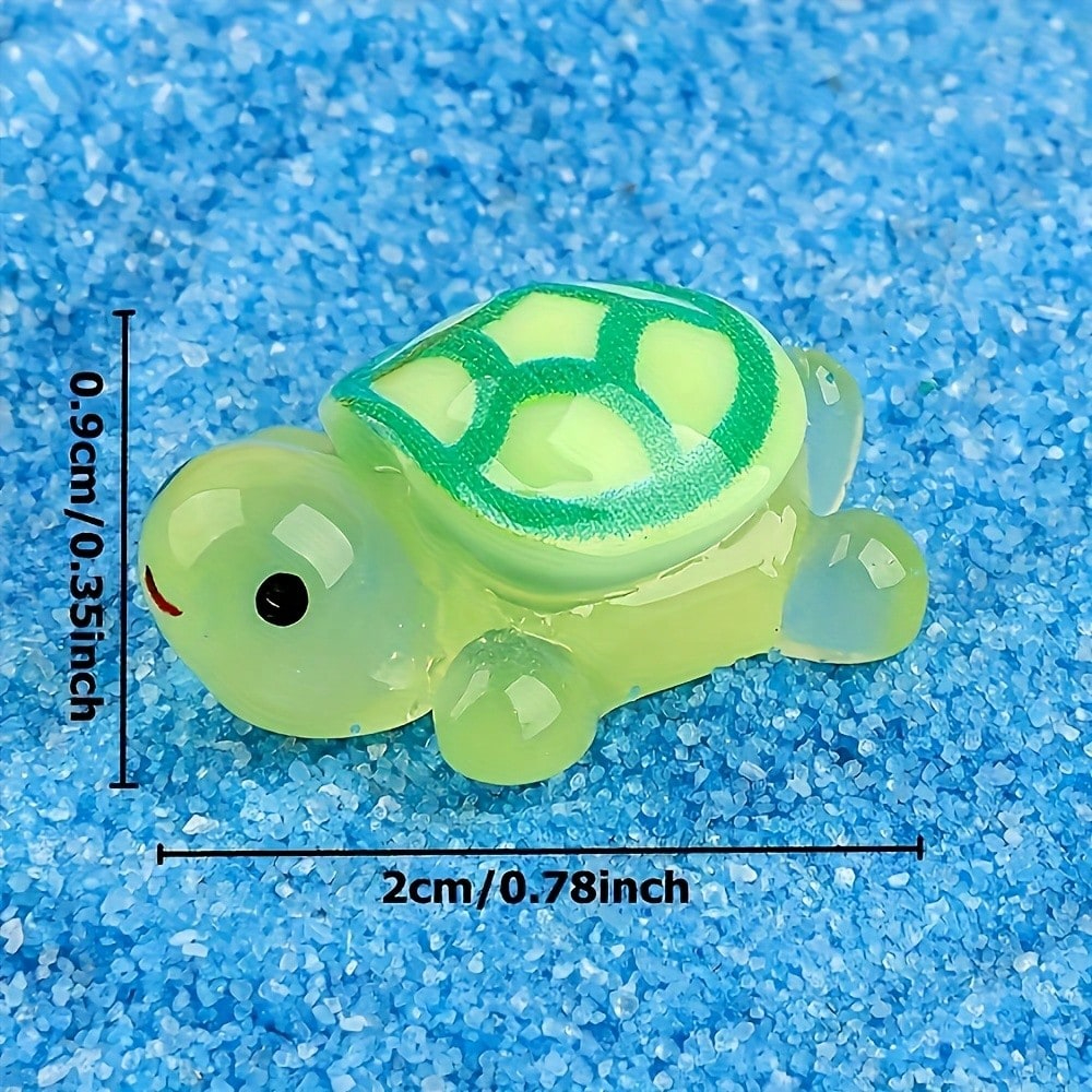Glow In The Dark Mini Turtle Figurines Set Luminous Plastic DIY Craft Party Favors 3