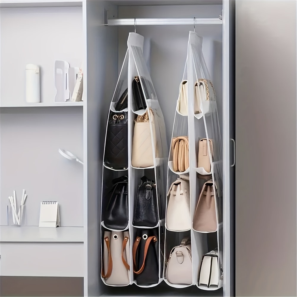 Hanging Handbag Organizer for Closet Grid purse organizer with Space Saving Design