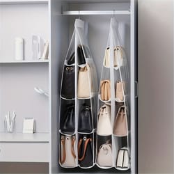 hanging handbag organizer for closet grid purse organizer with space saving design