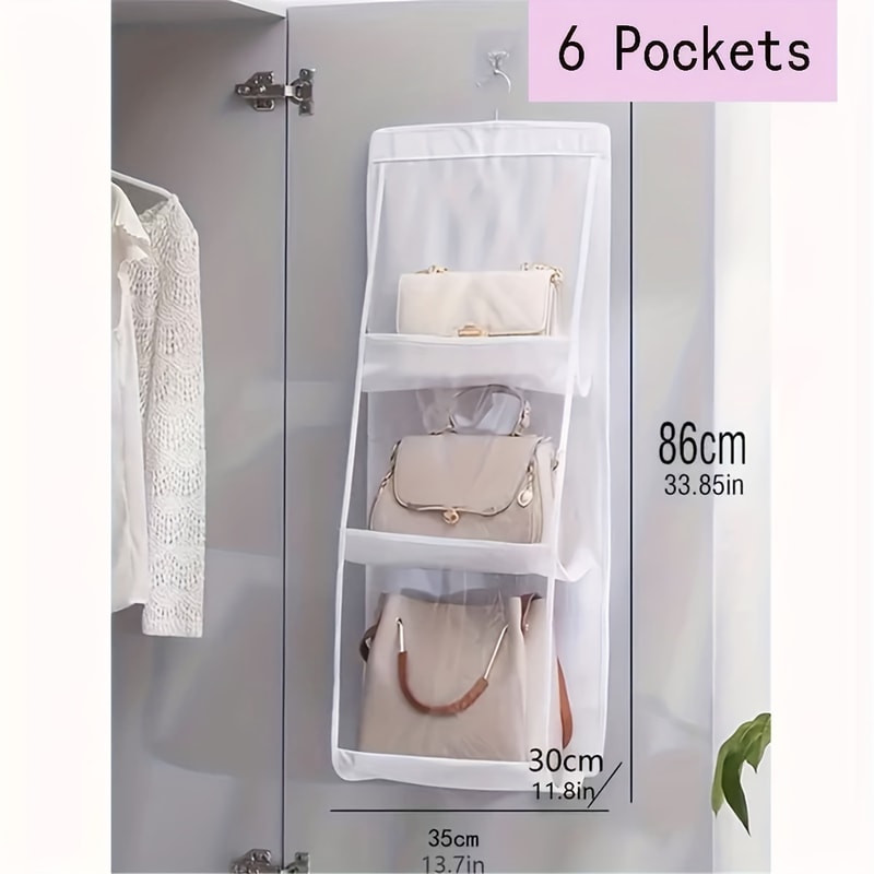 Hanging Handbag Organizer for Closet Grid purse organizer with Space Saving Design