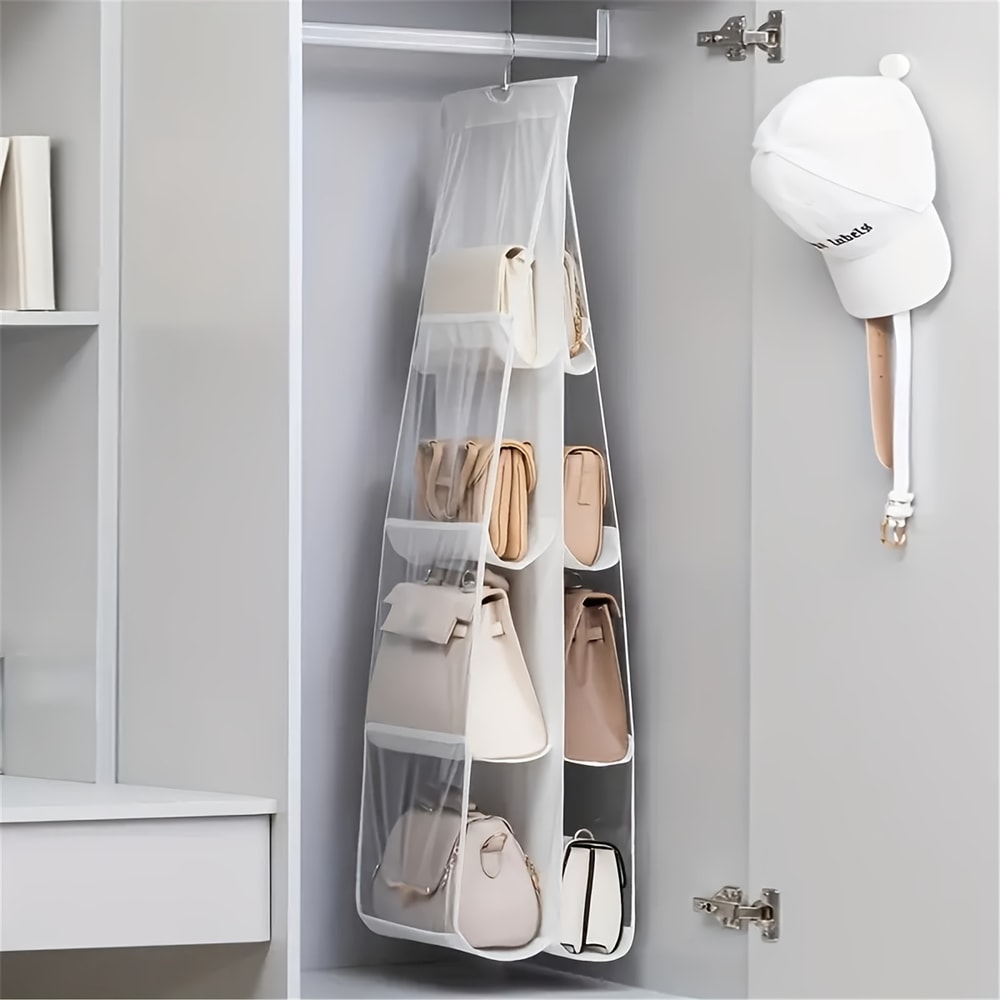 Hanging Handbag Organizer for Closet Grid purse organizer with Space Saving Design
