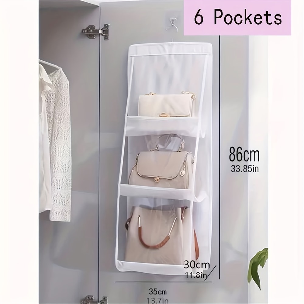 Hanging Handbag Organizer for Closet Grid purse organizer with Space Saving Design