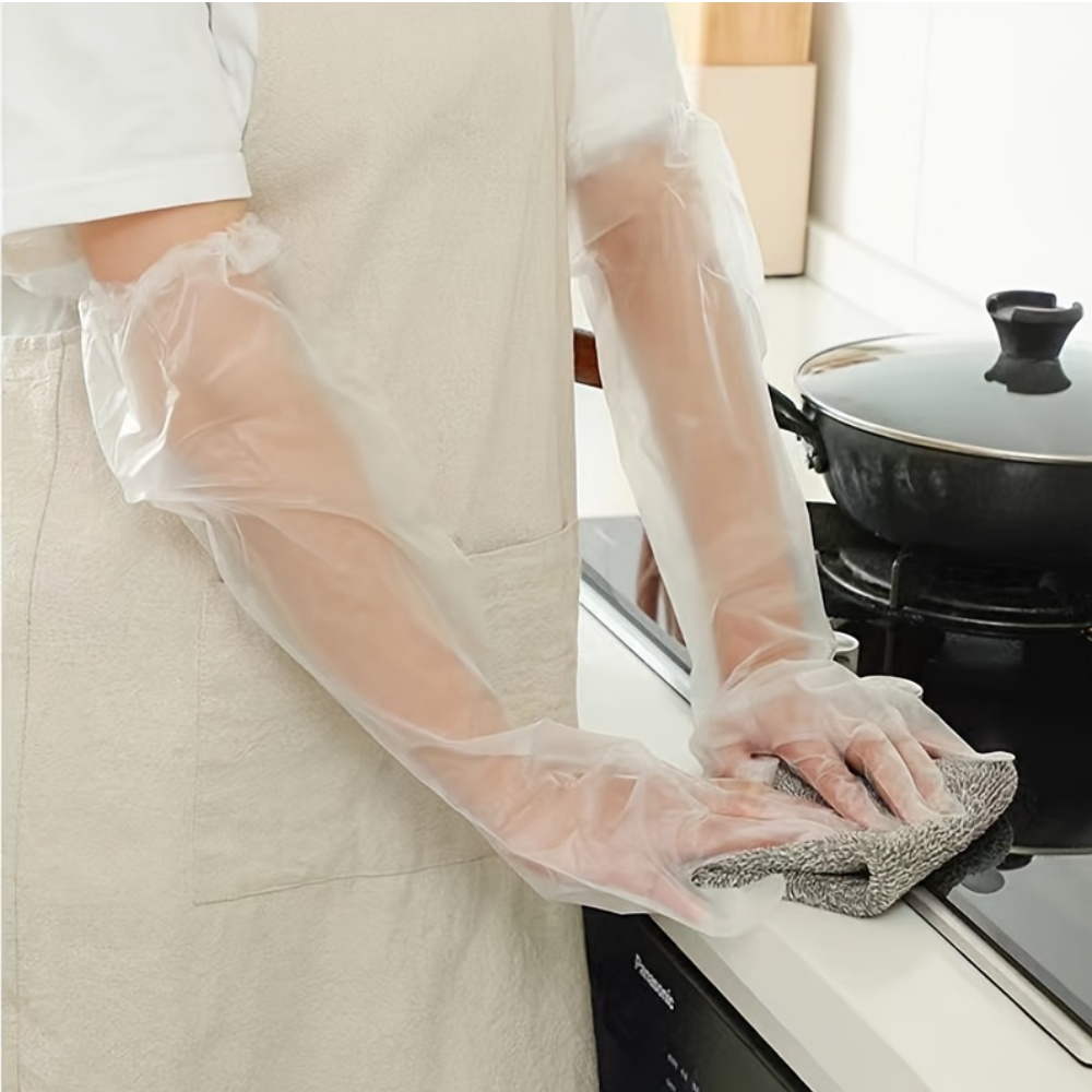 Extra Long Waterproof Cleaning Gloves Set Disposable Oil Resistant Kitchen Gloves