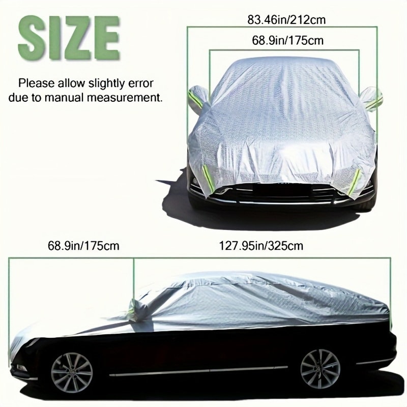 All Weather Half Car Cover for Sedans Waterproof UV Snow Shield for Windshield & Roof Protection