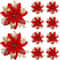 Glitter Artificial Poinsettia Flowers Set Festive Christmas Tree Wreath Decor 0