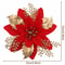Glitter Artificial Poinsettia Flowers Set Festive Christmas Tree Wreath Decor 1