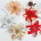 Glitter Artificial Poinsettia Flowers Set Festive Christmas Tree Wreath Decor 3