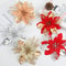 Glitter Artificial Poinsettia Flowers Set Festive Christmas Tree Wreath Decor 3