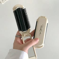 foldable pocket comb with mirror portable travel hair brush compact styling tool