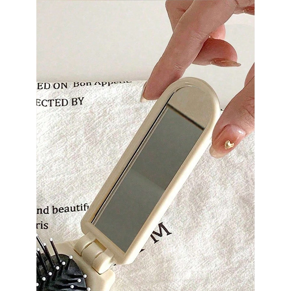 Foldable Pocket Comb with Mirror Portable Travel Hair Brush Compact Styling Tool