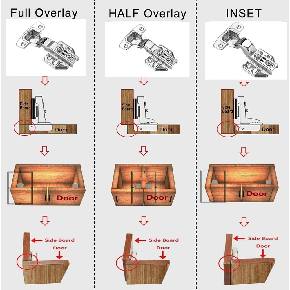 Soft Close Concealed Cabinet Hinges Stainless Steel Hydraulic Door Hinges Pack