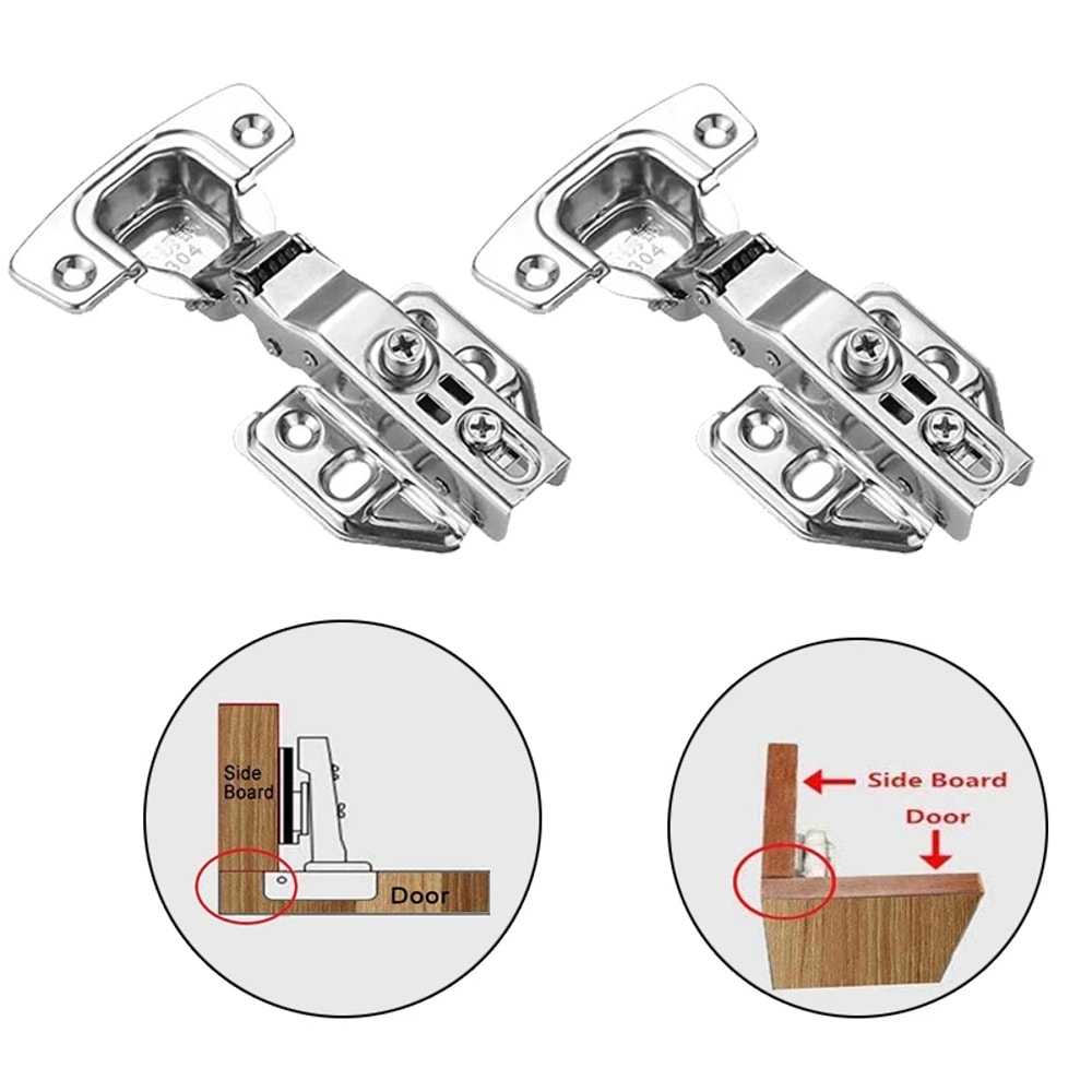 Soft Close Concealed Cabinet Hinges Stainless Steel Hydraulic Door Hinges Pack