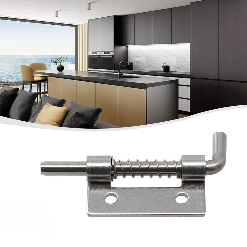 Heavy Duty Spring Loaded Door Bolt Latch Pins Stainless Steel Security Lock Set for Cabinets & Windows