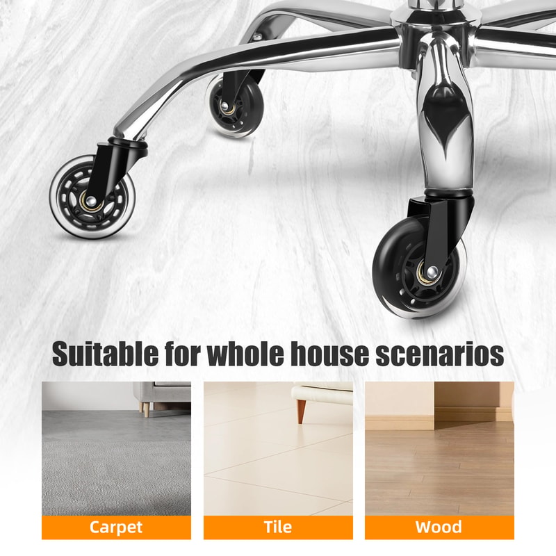 Silent Glide Office Chair Wheels Set Smooth Rolling Replacement Casters Swivel Heavy Duty 3