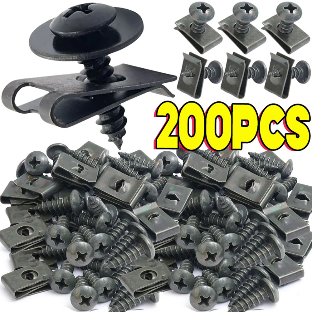Universal Car Body Fastener Kit Anti Rust Car Screw Clips U Type Metal Bumper Retainer Set 1