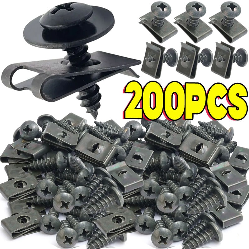 Universal Car Body Fastener Kit Anti Rust Car Screw Clips U Type Metal Bumper Retainer Set 1