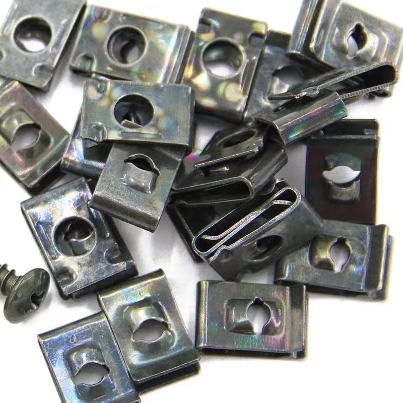 Universal Car Body Fastener Kit Anti Rust Car Screw Clips U Type Metal Bumper Retainer Set 2
