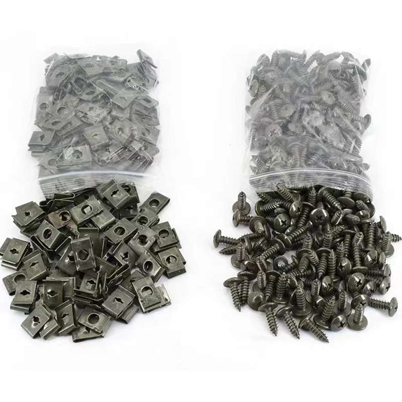 Universal Car Body Fastener Kit Anti Rust Car Screw Clips U Type Metal Bumper Retainer Set 4