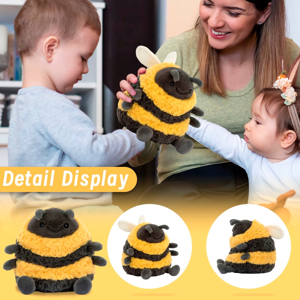 Honey Bee Plush Pillow Cute Stuffed Toy Soft Sleep Cushion Gift for Kids
