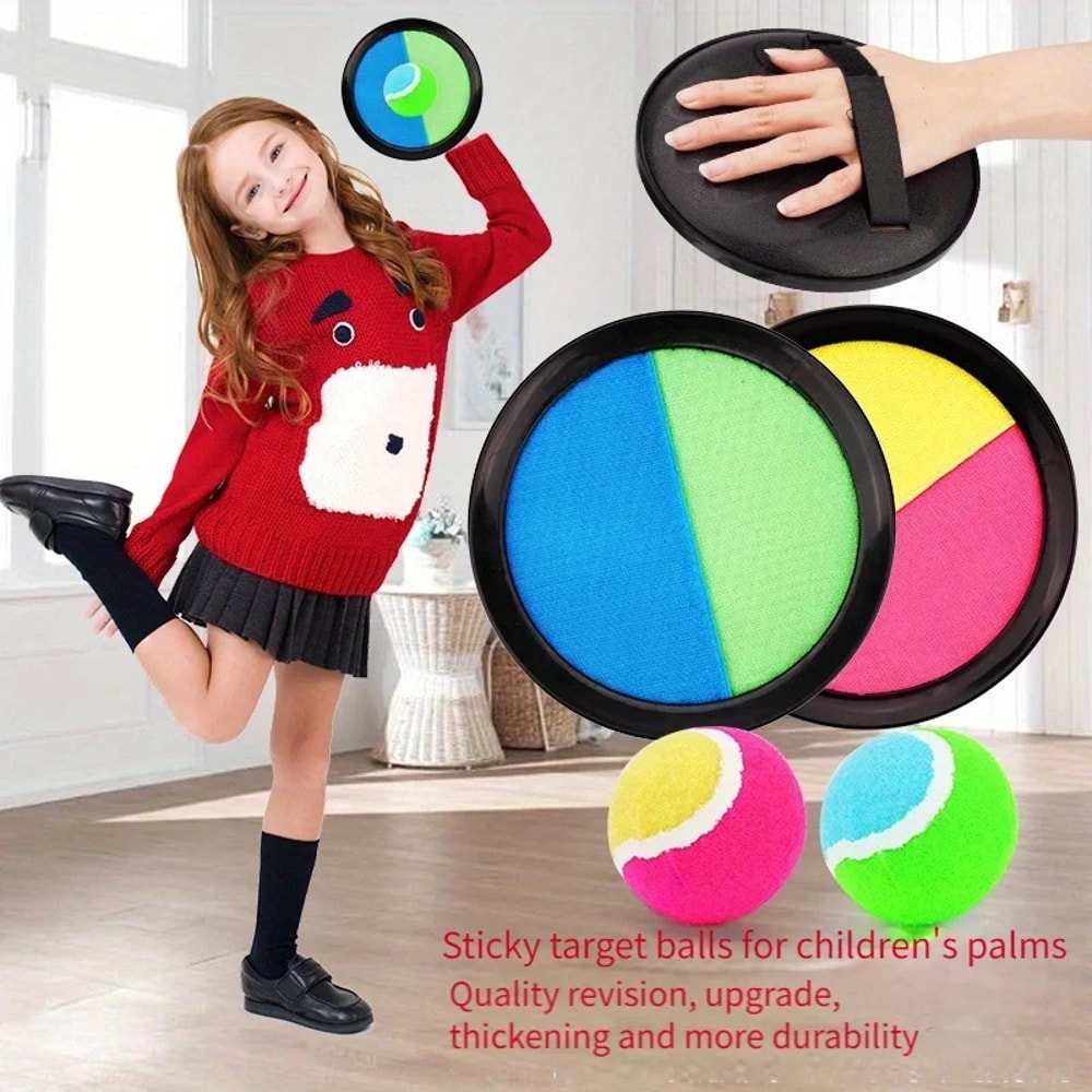 Kids Sticky Catch Ball Set Outdoor Toss Game With Suction Paddles 0