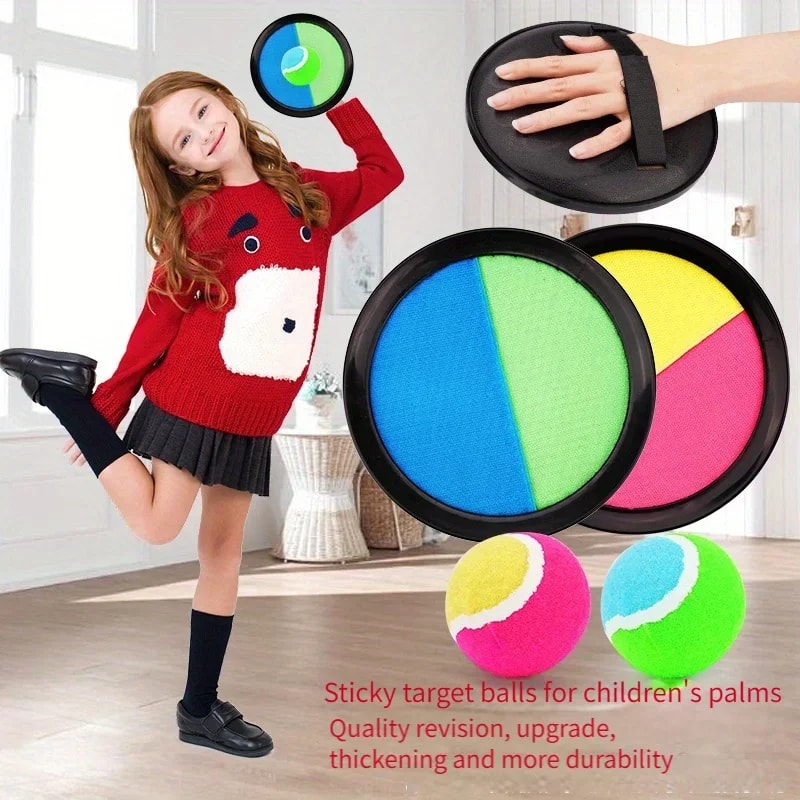Kids Sticky Catch Ball Set Outdoor Toss Game With Suction Paddles 0