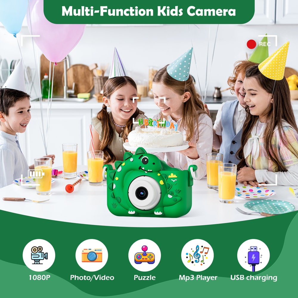 Dinosaur Kids Digital Camera HD with Card Mini Vlogging Toy for Children