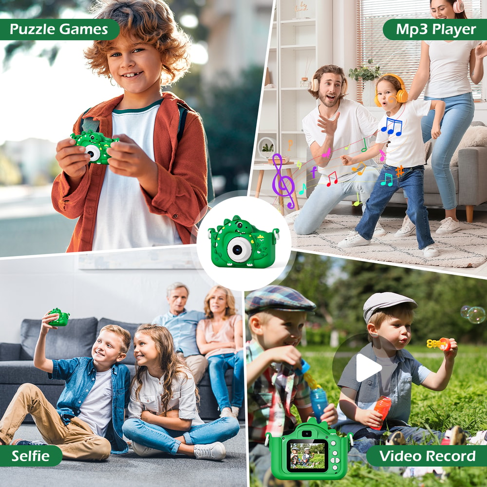Dinosaur Kids Digital Camera HD with Card Mini Vlogging Toy for Children