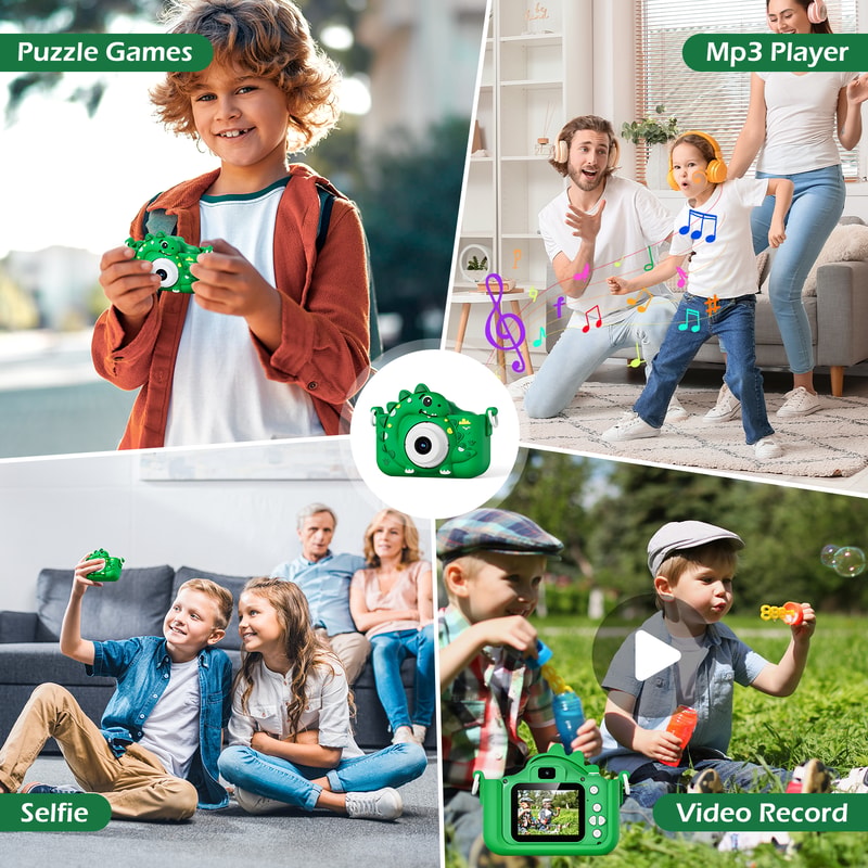 Dinosaur Kids Digital Camera HD with Card Mini Vlogging Toy for Children