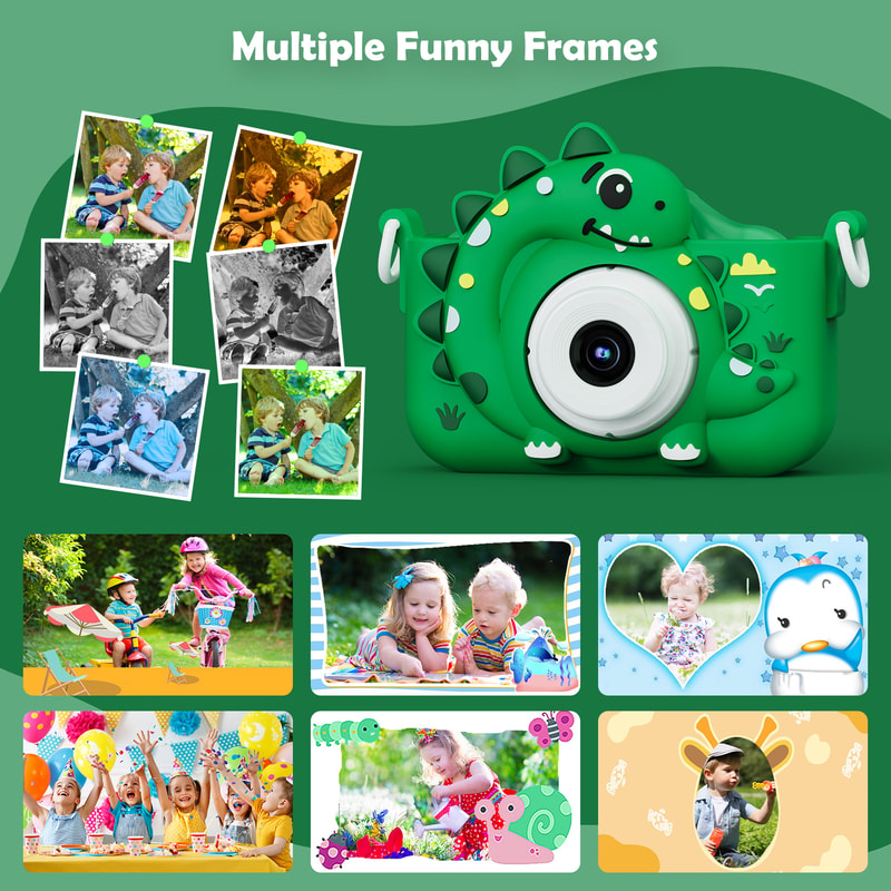 Dinosaur Kids Digital Camera HD with Card Mini Vlogging Toy for Children