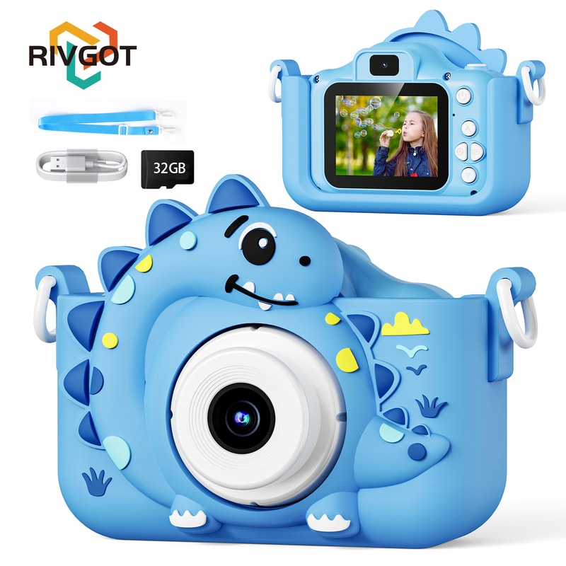 Dinosaur Kids Digital Camera HD with Card Mini Vlogging Toy for Children