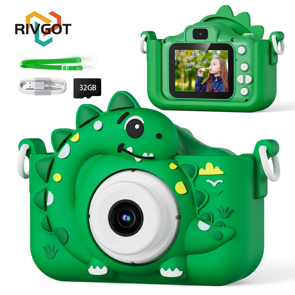 Dinosaur Kids Digital Camera HD with Card Mini Vlogging Toy for Children
