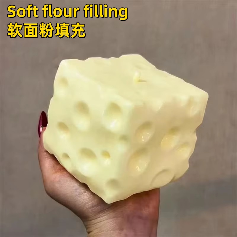 Jumbo Cheese Stress Ball Squishy Toy for Anxiety Relief and ASMR Sensory Play
