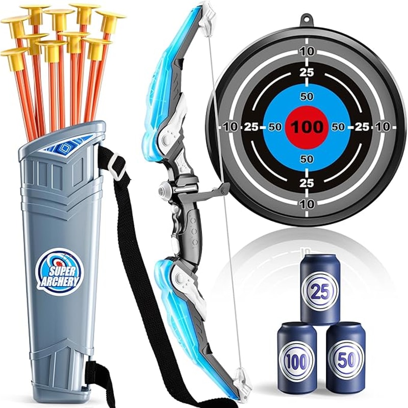 LED Light Up Kids Bow And Arrow Set With Target Quiver And Suction Arrows Outdoor Archery Toy 5
