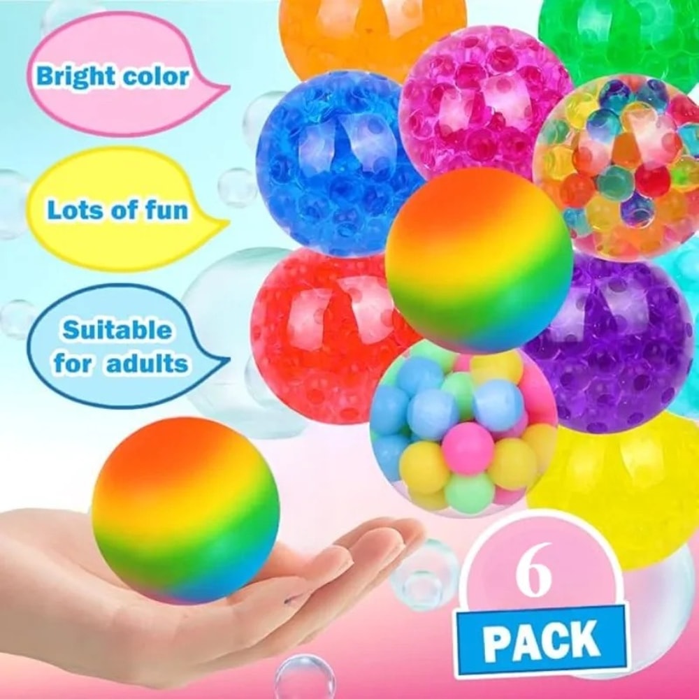Rainbow Mini Squishy Stress Balls Set Sensory Fidget Toy for Anxiety Relief