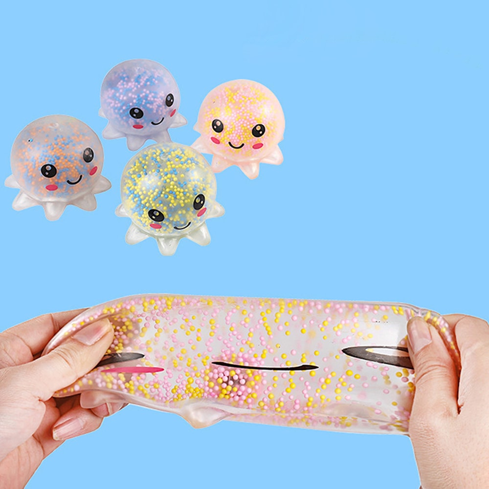 Glow Squid Stress Ball Toy For Kids Sensory Relief Fun 3