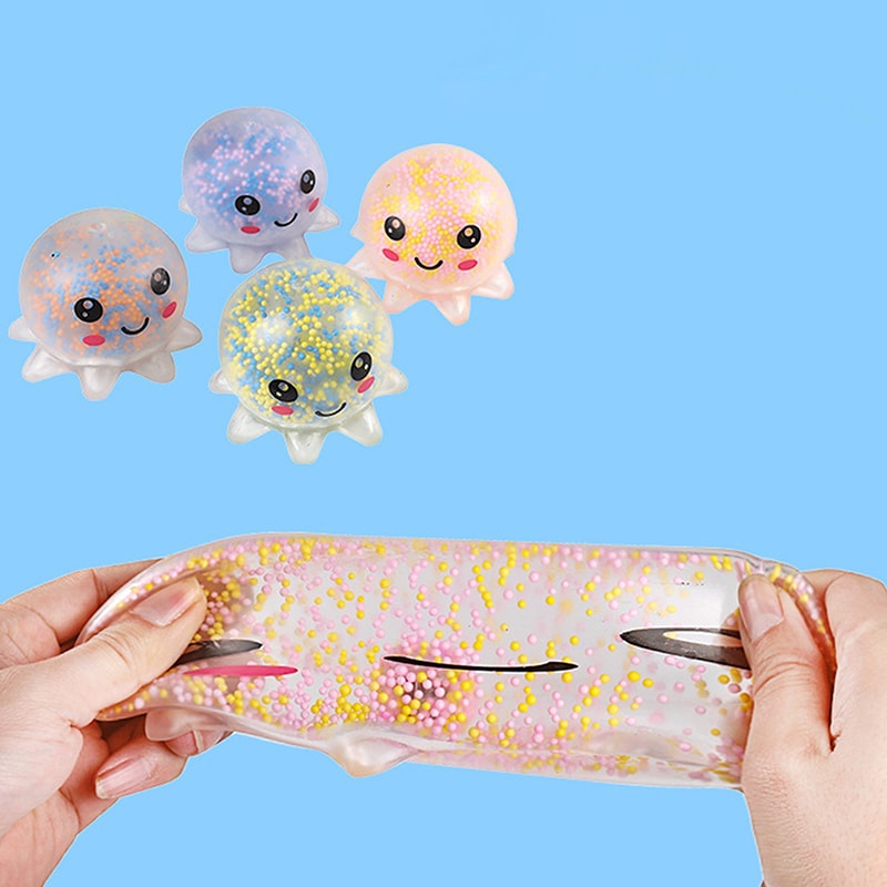 Glow Squid Stress Ball Toy For Kids Sensory Relief Fun 3