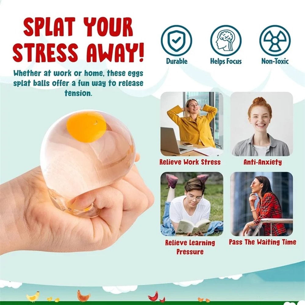 Clear Egg Yolk Squishy Stress Ball Fun Splat Toy For Kids And Adults 2
