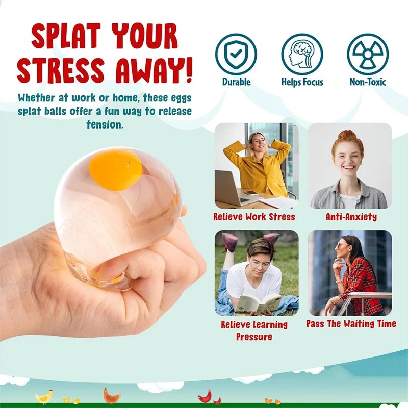 Clear Egg Yolk Squishy Stress Ball Fun Splat Toy For Kids And Adults 2