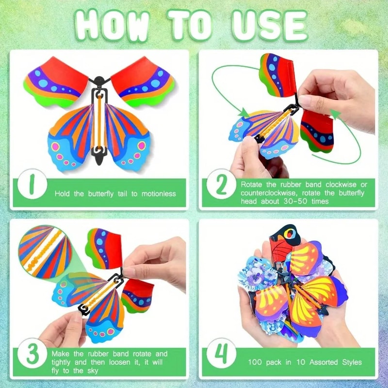 Wind Up Flying Butterfly Toy Magic Butterfly Bookmark Surprise Gift