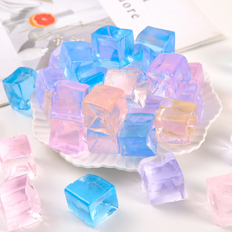 Mini Ice Cube Squishy Set Transparent Stress Relief Squeeze Toys for Kids and Adults