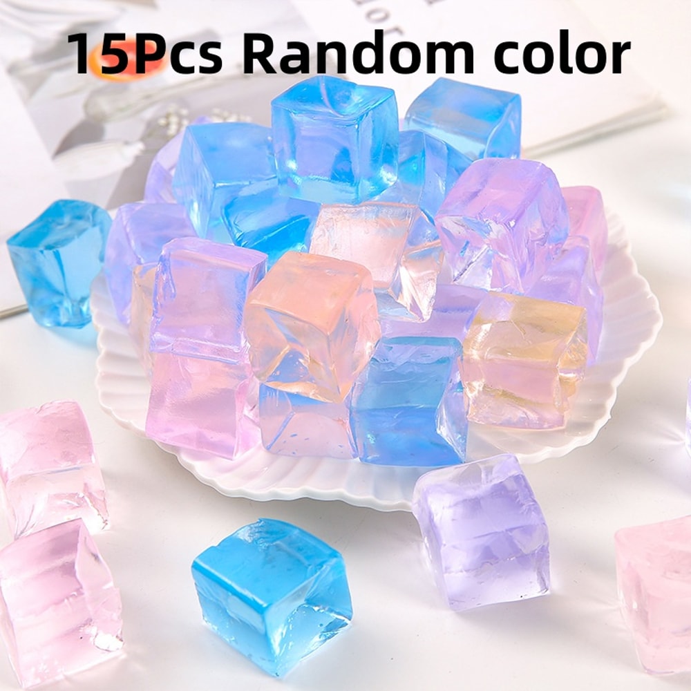 Mini Ice Cube Squishy Set Transparent Stress Relief Squeeze Toys for Kids and Adults