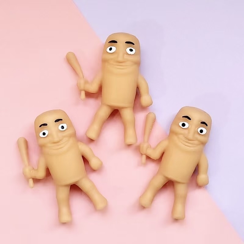 Kawaii Wooden Stick Man Fidget Toy Stress Relief Squeeze Collectible Fun 1
