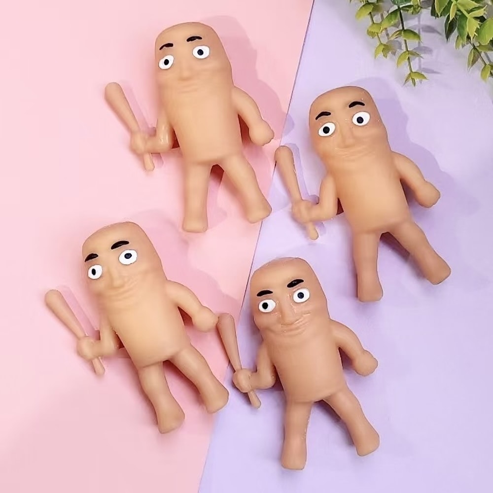 Kawaii Wooden Stick Man Fidget Toy Stress Relief Squeeze Collectible Fun 3
