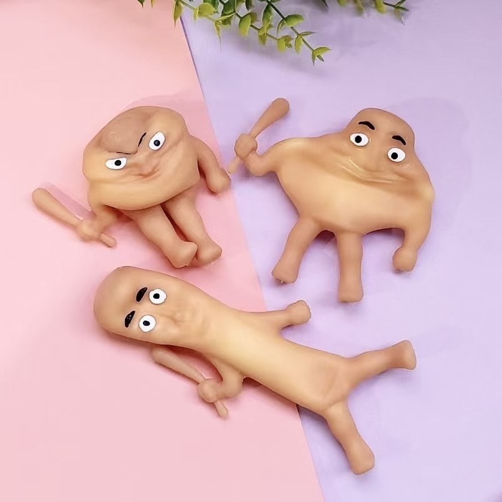 Kawaii Wooden Stick Man Fidget Toy Stress Relief Squeeze Collectible Fun 5