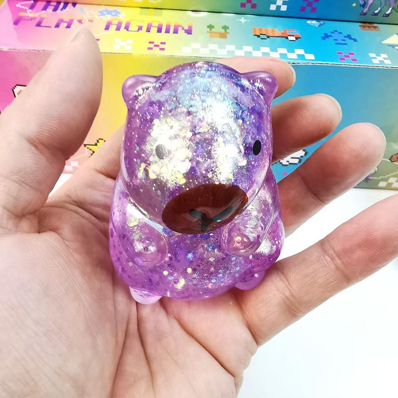Capybara Sensory Stress Relief Fidget Toy Soft Glitter Squeeze Squishy 2