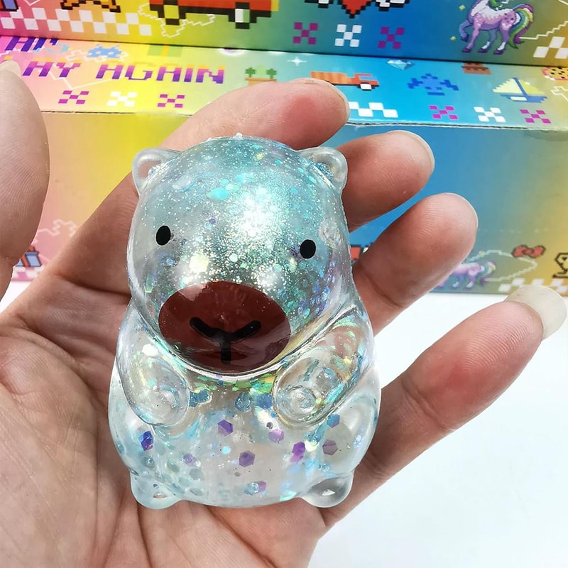 Capybara Sensory Stress Relief Fidget Toy Soft Glitter Squeeze Squishy 3