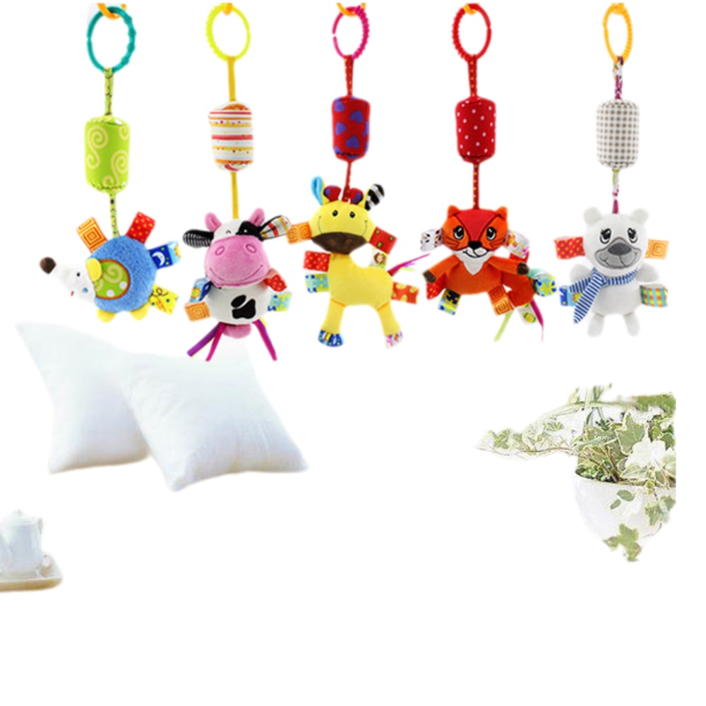 Baby Sensory Hanging Rattle Toy for Stroller, Car Seat & Crib with Teether