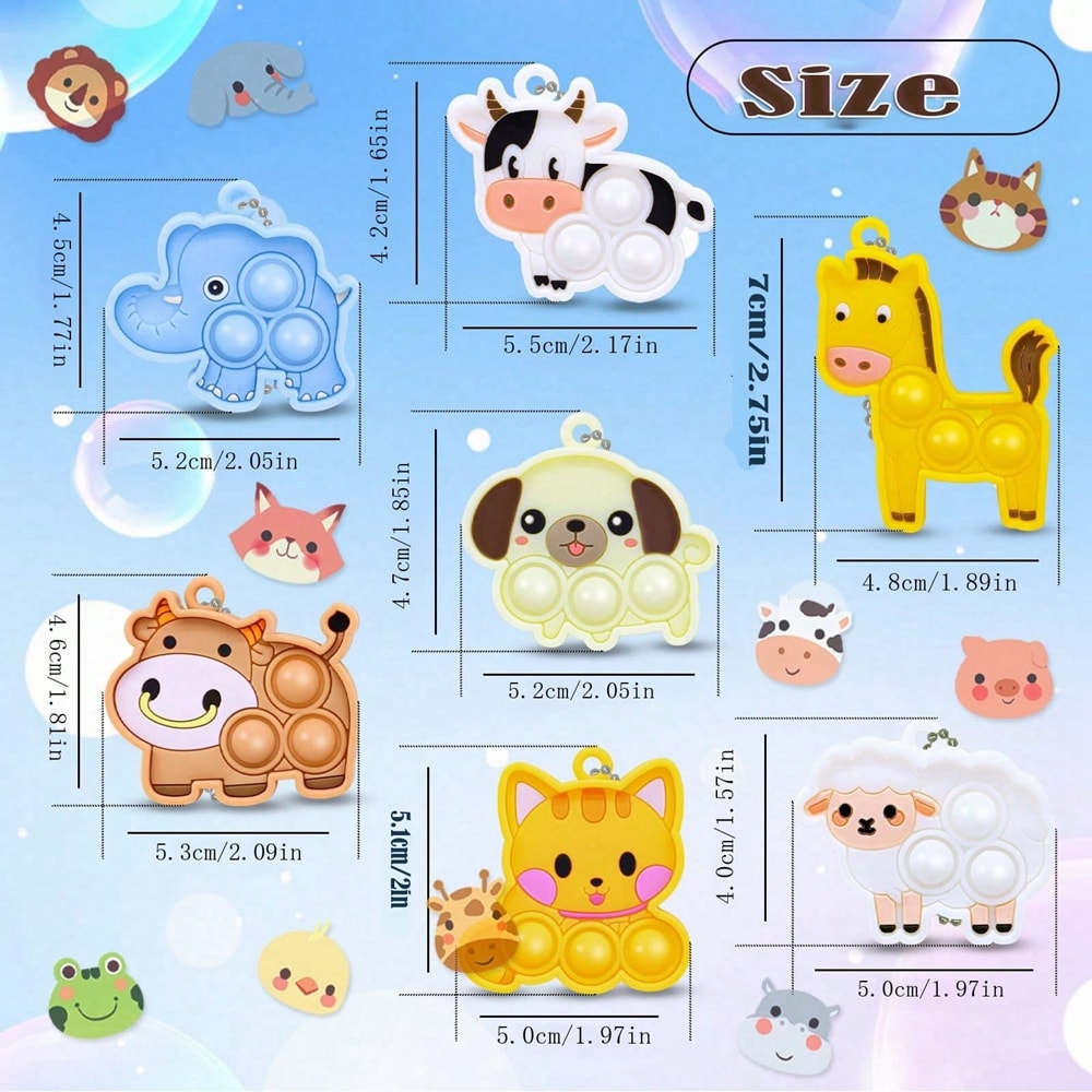 Animal Pop Fidget Toy Set Push Bubble Sensory Stress Relief Set 1